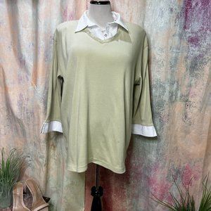 VTG📌 Surprise 2-in-1 1/2-Sleeved Shirt with Blouse Cuff and Collar